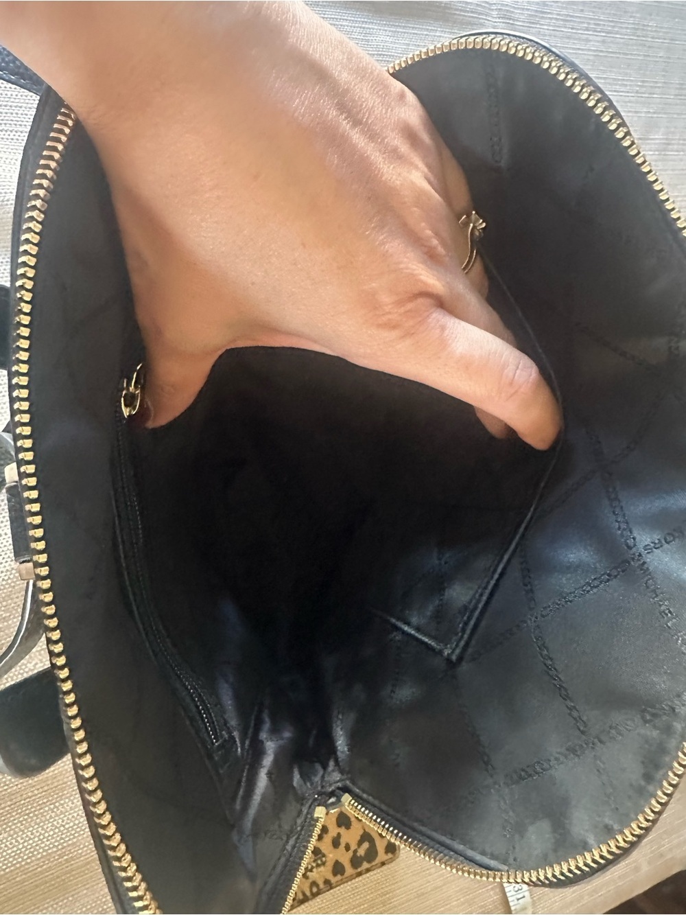 Michael Kors Black Pebbled Leather Backpack with Gold Hardware - Picture 7 of 8